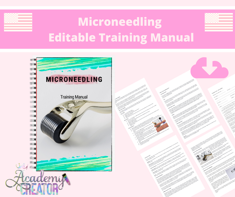 Microneedling Editable Training Manual DIGITAL DOWNLOAD USA