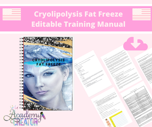 Cryolipolysis Fat Freeze Editable Training Manual DIGITAL DOWNLOAD USA
