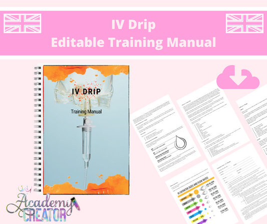 IV Drip Editable Training Manual DIGITAL DOWNLOAD UK