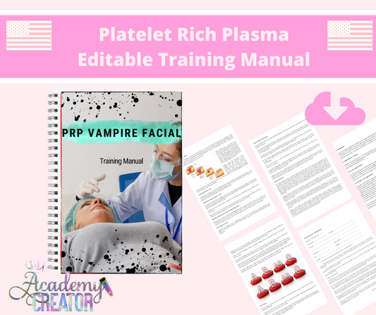 Platelet Rich Plasma Editable Training Manual USA Version