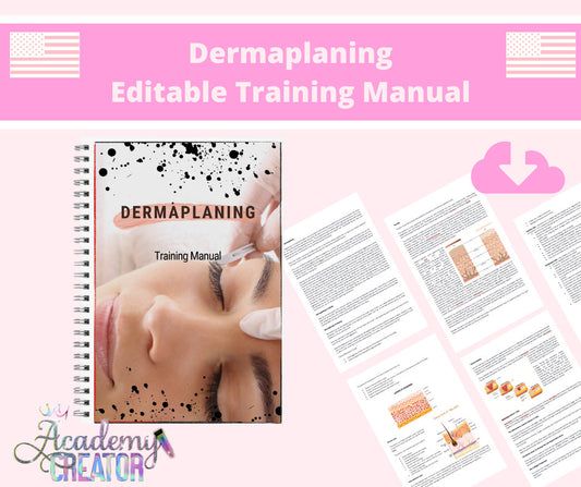 Dermaplaning Facial Editable Training Manual Guide USA Version