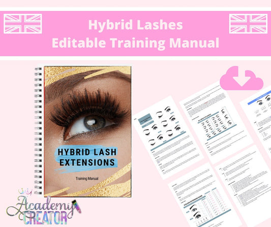 Hybrid Lash Extensions Volume x Classic Lash, Wispy Editable Training Manual UK Version