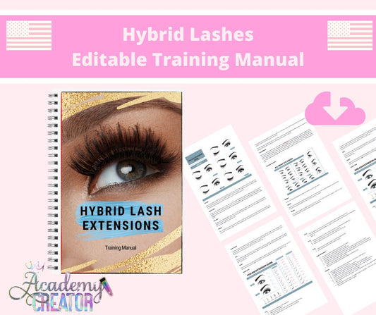Hybrid Lash Extensions Volume x Classic Lash, Wispy Editable Training Manual USA Version