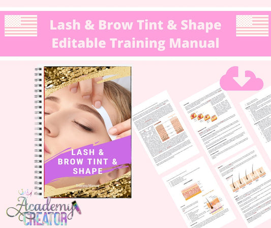 Lash and Brow Tint and Shape Editable Training Manual USA Version